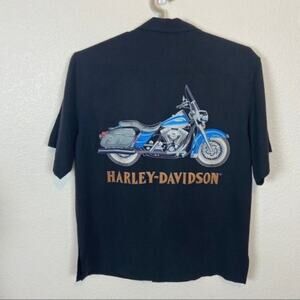 Motorcycle Harley-Davidson Silk Button Up Embroidered Size Medium